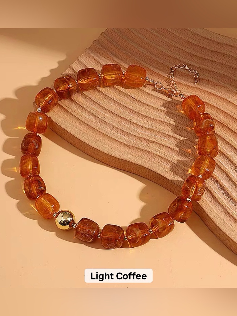 Handcrafted Brown Agate Bead Necklace